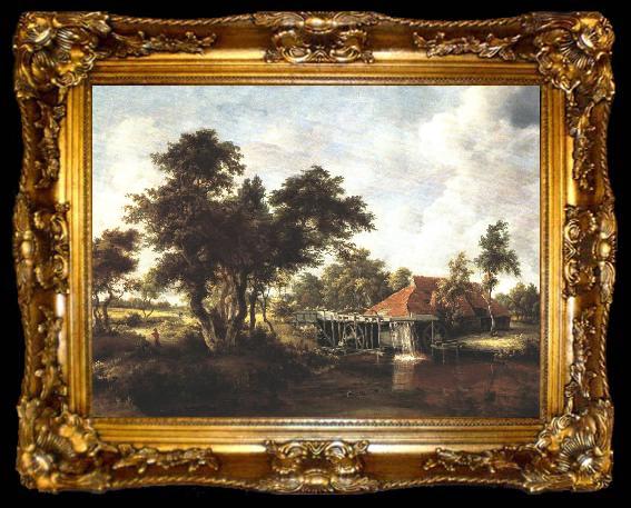 framed  HOBBEMA, Meyndert Wooded Landscape with Water Mill wf, ta009-2